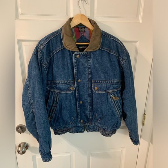 Vintage 80’s 90’s Exchange Unlimited Western Quilted Denim Bomber Jacket M - Picture 3 of 8